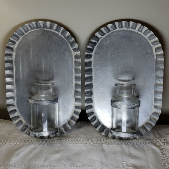 Hobby Lobby Wall Decor Pair Galvanized Sconces With Glass Vases